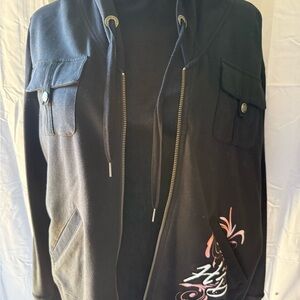 Harley-Davidson Black and Orange Women's Sweater